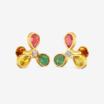 Elegant Tricolor Petal Gold Earrings