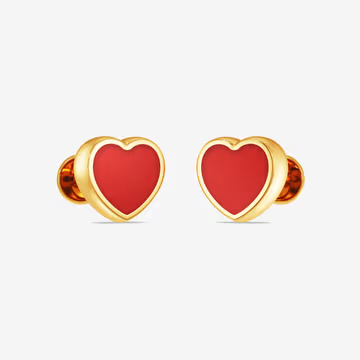 Chic Red Heart Gold Studs