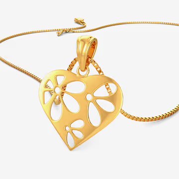 Golden Heart Patterned Pendant